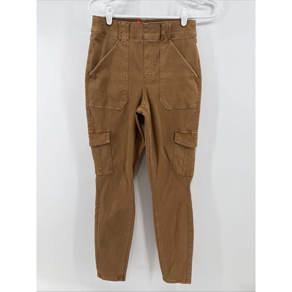 Spanx Womens M Cargo Pants Brown Stretch Twill Ankle Jeans Jeggings Hipster 90's
